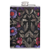 Dark Elegance: Black and Purple Floral Pattern Heupfles (Achterkant)