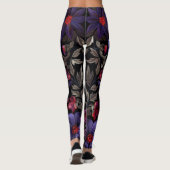 Dark Elegance: Black and Purple Floral Pattern Leggings (Achterkant)