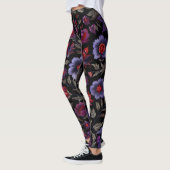 Dark Elegance: Black and Purple Floral Pattern Leggings (Links)
