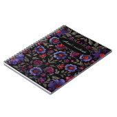 Dark Elegance: Black and Purple Floral Pattern Notitieboek (Linkerzijde)