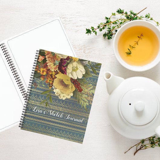 Dark Elegance Floral Persoonlijke schets Notitieboek