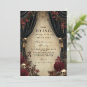 Dark Elegance Skull en Drape Halloween Kaart (Staand voorkant)