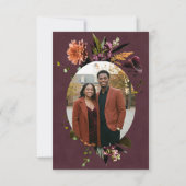 Dark Elegant Autumn Floral Burgundy Photo Wedding Save The Date (Achterkant)