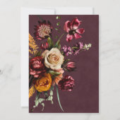 Dark Elegant Autumn Floral Burgundy Wedding Kaart (Achterkant)