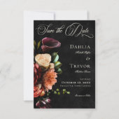 Dark Elegant Autumn Floral Wedding Save The Date (Voorkant)