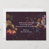 Dark Elegant Burgundy Moody Floral Bedankkaart (Achterkant)