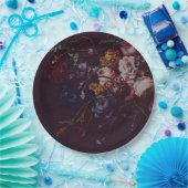 Dark Elegant Burgundy Moody Floral Papieren Bordje (Feest)