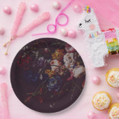 Dark Elegant Burgundy Moody Floral Papieren Bordje (Feest)