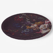 Dark Elegant Burgundy Moody Floral Papieren Bordje (Gekanteld)
