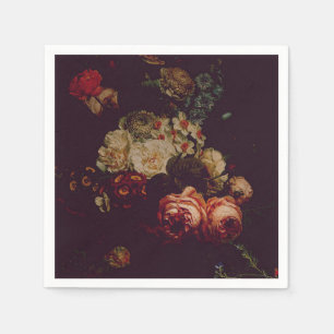 Dark Elegant Burgundy Moody Floral Servet