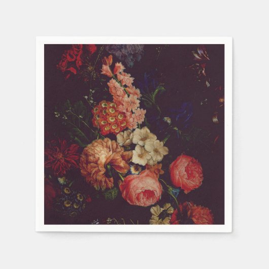 Dark Elegant Burgundy Moody Floral Servet (Voorkant)