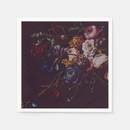 Dark Elegant Burgundy Moody Floral Servet