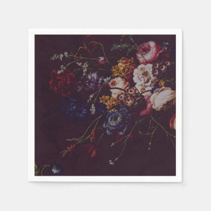 Dark Elegant Burgundy Moody Floral Servet