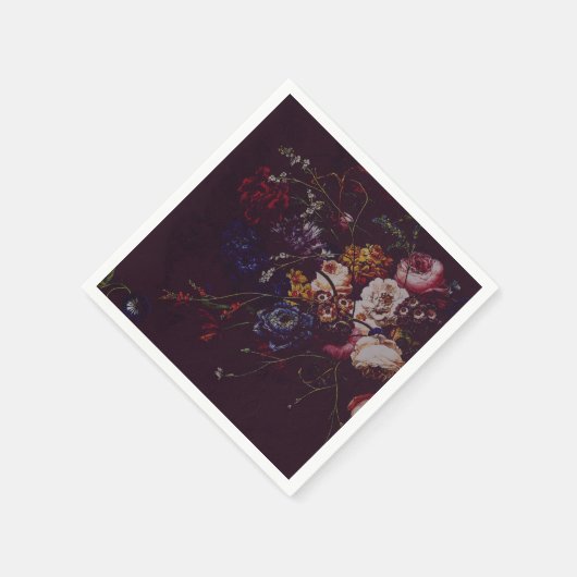 Dark Elegant Burgundy Moody Floral Servet (Hoek)