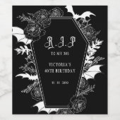 Dark Elegant RIP 30s Gothic 40th Birthday Wijn Etiket (Enkel label)