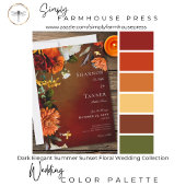 Dark Elegant Summer Sunset Floral Wedding Kaart