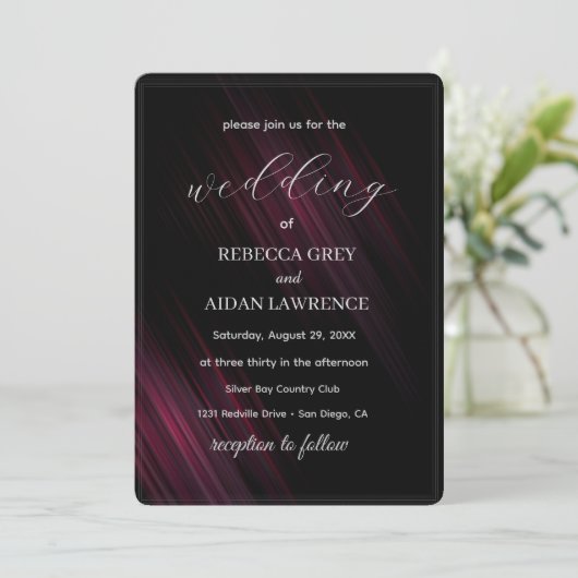 Dark Elegant Wedding Invitation Design Kaart (Staand voorkant)