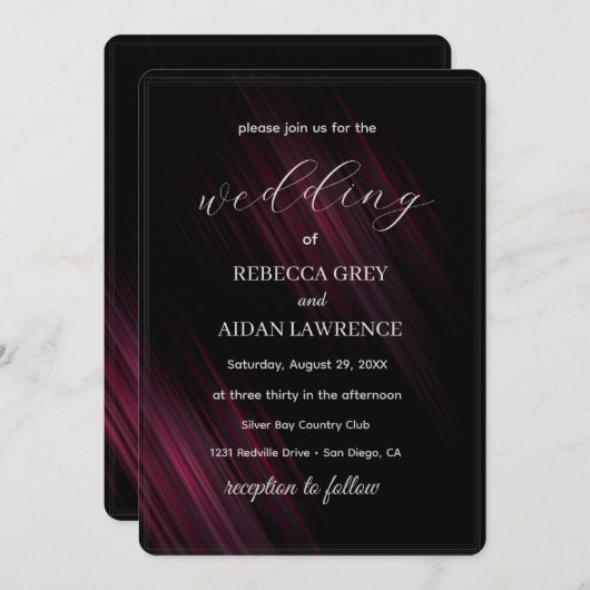 Dark Elegant Wedding Invitation Design Kaart (Voorkant / Achterkant)