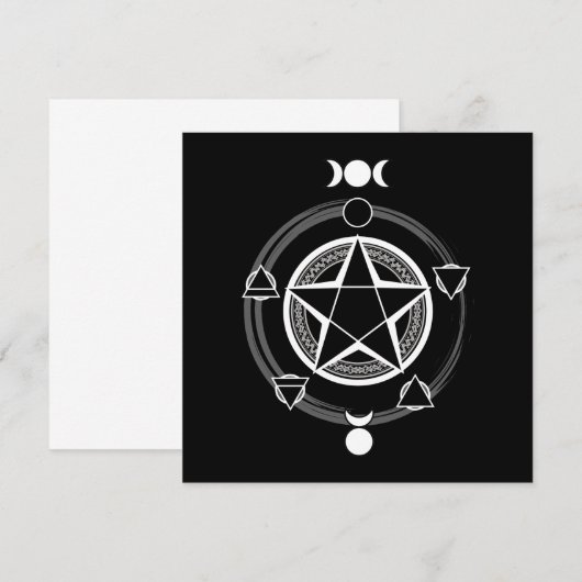 Dark Elemental Pentagram Invitaties Kaart (Voorkant / Achterkant)