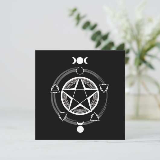 Dark Elemental Pentagram Invitaties Kaart (Staand voorkant)