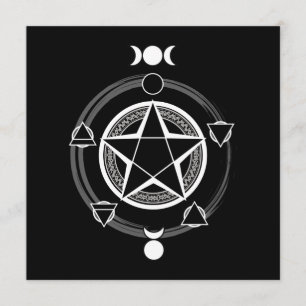 Dark Elemental Pentagram Invitaties Kaart