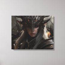 Dark Elf Warrior Knight - Uitgerekte canvas Print
