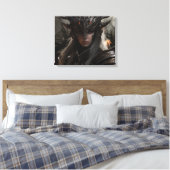 Dark Elf Warrior Knight - Uitgerekte canvas Print (Insitu (Slaapkamer))