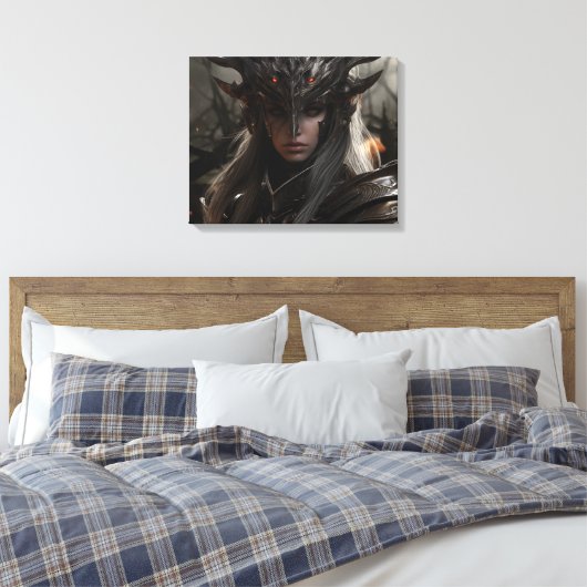 Dark Elf Warrior Knight - Uitgerekte canvas Print (Insitu (Slaapkamer))