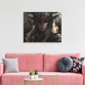 Dark Elf Warrior Knight - Uitgerekte canvas Print (Insitu (Woonkamer))