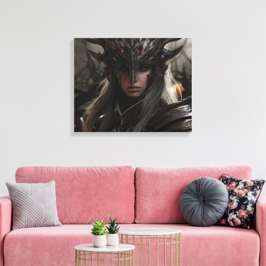 Dark Elf Warrior Knight - Uitgerekte canvas Print (Insitu (Woonkamer))