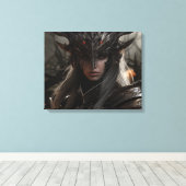 Dark Elf Warrior Knight - Uitgerekte canvas Print (Insitu (Houten vloer))