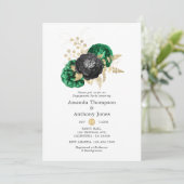 Dark Emerald en Gold Floral Engagement Party Kaart (Staand voorkant)