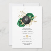 Dark Emerald en Gold Floral Vrijgezellenfeest Kaart (Voorkant)