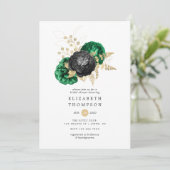 Dark Emerald en Gold Floral Vrijgezellenfeest Kaart (Staand voorkant)