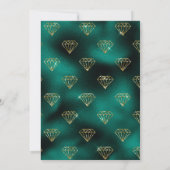 Dark Emerald en Gold Floral Wedding Invitation Kaart (Achterkant)