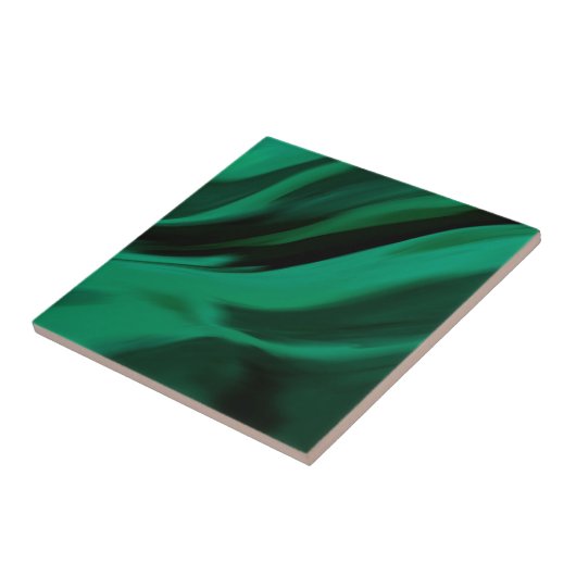 Dark Emerald Green Abstract Tegeltje (Zijkant)