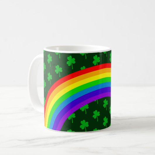 Dark Emerald Green Clover Rainbow St Patricks Day Koffiemok (Voorkant links)