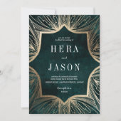 Dark Emerald Green en Faux Gold Art Nouveau Kaart (Voorkant)