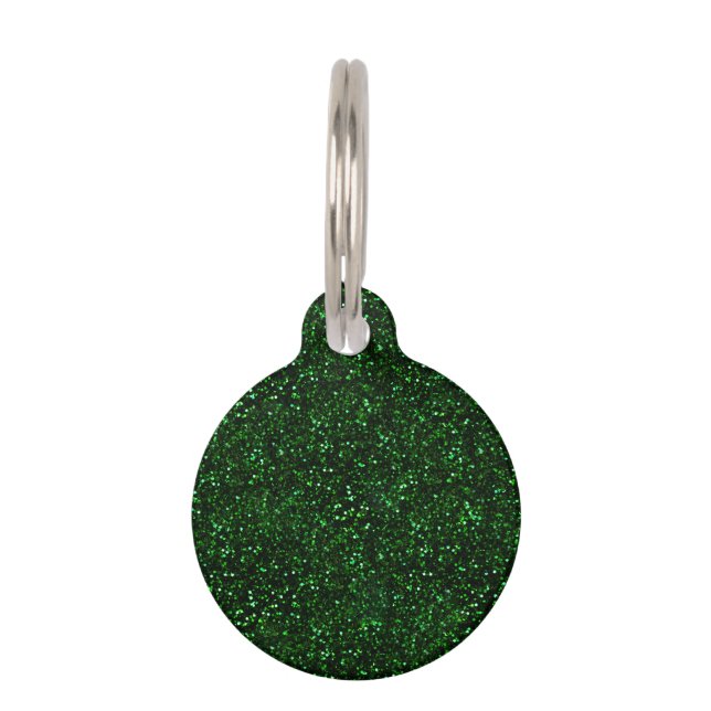 Dark Emerald Green Glitter Huisdierpenning (Voorkant)