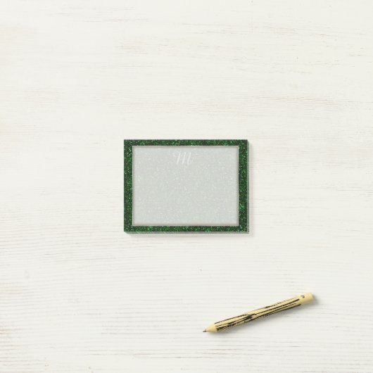 Dark Emerald Green Glitter Post-it® Notes (Op bureau)