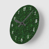 Dark Emerald Green Glitter Ronde Klok (Hoek)