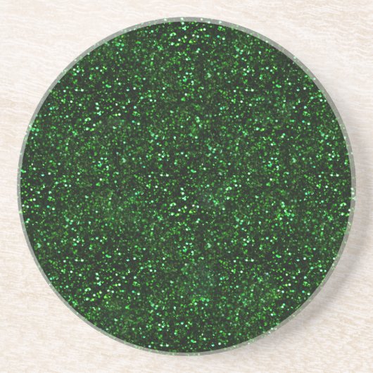 Dark Emerald Green Glitter Zandsteen Onderzetter (Voorkant)