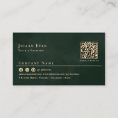 Dark Emerald Green & Gold Luxe Monogram Visitekaartje (Achterkant)