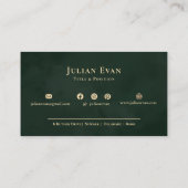 Dark Emerald Green Gold Professional Company Logo Visitekaartje (Achterkant)