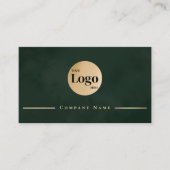 Dark Emerald Green Gold Professional Company Logo Visitekaartje (Voorkant)