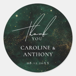 Dark Emerald Green Magical Gold Bedankt Ronde Sticker