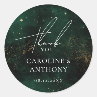 Dark Emerald Green Magical Gold Bedankt Ronde Sticker