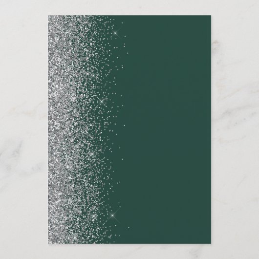 Dark Emerald Green Silver Glitter Wedding Menu (Achterkant)