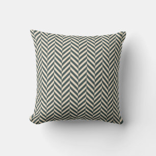 Dark Emerald Ivory Herringbone Geometric Pattern Kussen