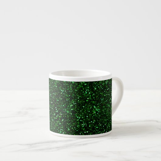 Dark Emerald Spring Green Glitter Espresso Kop (Voorkant rechts)